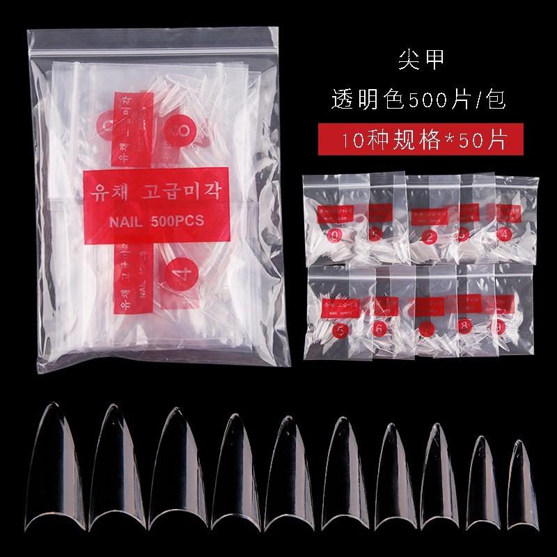 móng nối nhọn bịch đục và trong