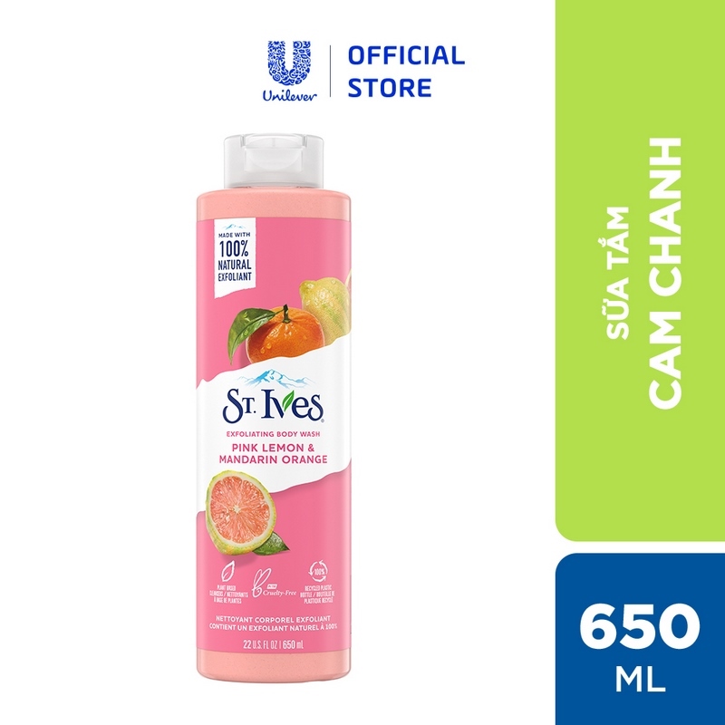 Combo Sữa tắm St.ives Cam chanh 650ml và Sữa dưỡng thể St.Ives E và bơ 621ml