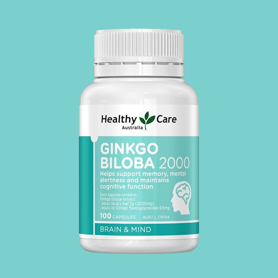 Viên Uống Healthy Care Ginkgo Biloba 2000mg hộp 100v, Hỗ trợ các vấn đề tuần hoàn não, Cải Thiện Trí Nhớ, lưu thông máu, Tăng khả năng nhận thức