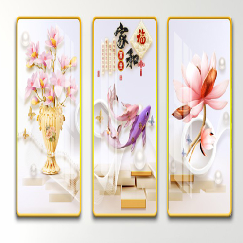 Bộ 3 - Tranh treo tường - Trang trí phòng khách Cá 3D/Gỗ MDF Hàn Quốc/Chống ẩm mốc, mối mọt 28645