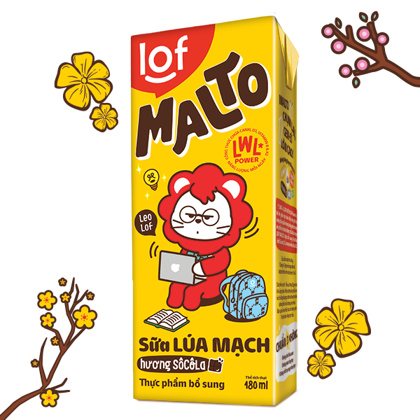 Lof Malto sữa lúa mạch Sô Cô La thùng 48 hộp x 180ml