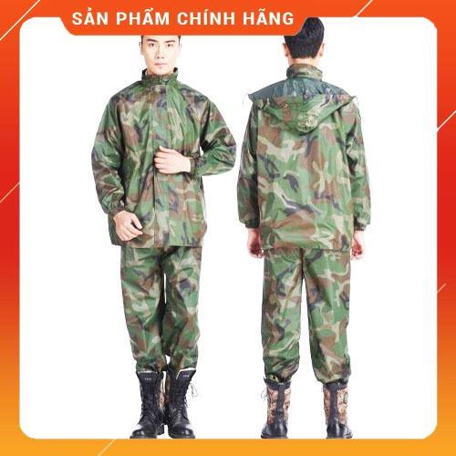 Hình ảnh Áo Mưa Bộ Rằn Ri Nam Nữ Cao Cấp Đủ Size, Bộ Quần Áo Mưa Lính Vải Dù Dày Siêu Bền, An Toàn