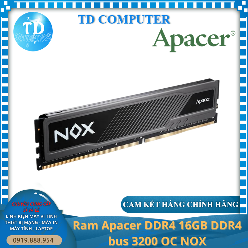 Ram máy tính Apacer 16GB OC NOX DDR4 3200MHz Tản dày [TRẮNG/ĐEN] - Hàng chính hãng NetWork Hub phân phối