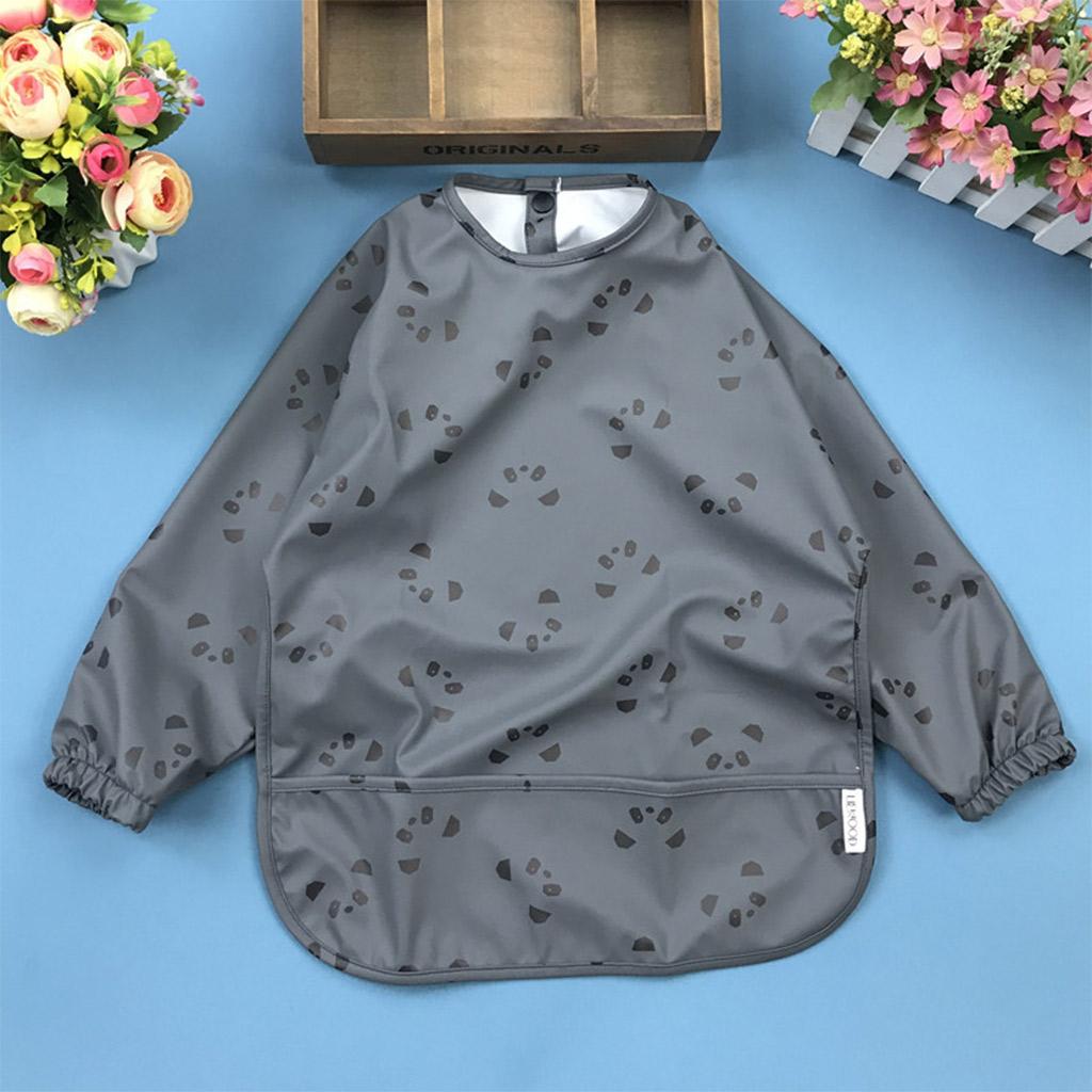 Full Long Sleeved Baby Bib Waterproof Bib for Babies Toddler Bibs 6-24 Months Eating Drinking Painting Feeding Apron with Pocket