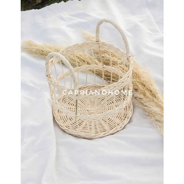 Giỏ mây tay cầm, giỏ đựng hoa quả, giỏ đựng đồ tiện tợi, giỏ đi picnic, giỏ decor trang trí cực đẹp