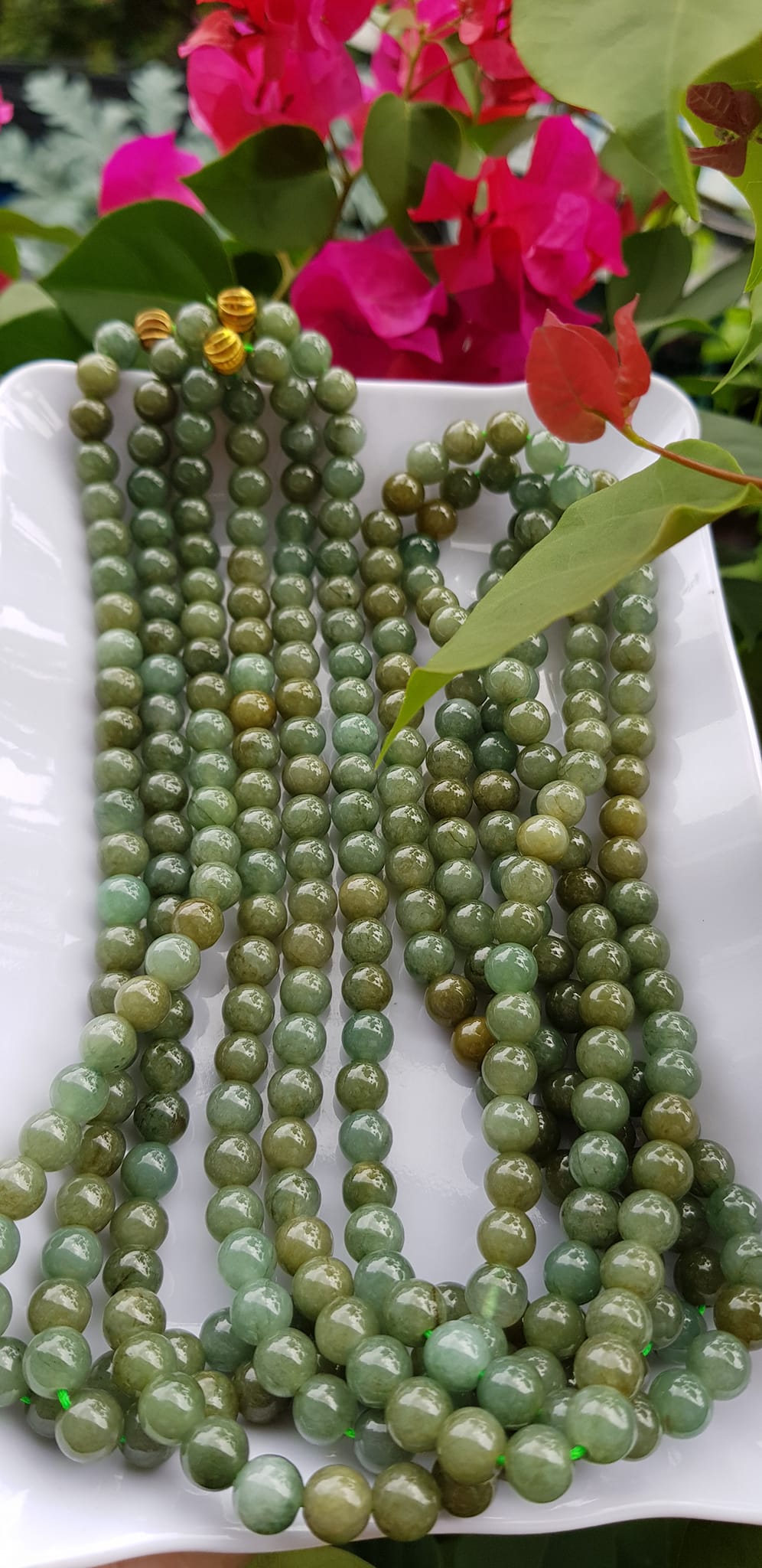 Vòng Chuỗi đeo Cổ hay niệm 108 hạt charm bi kiểu màu vàng Đá cẩm thạch tự nhiên Chuỗi cổ hạt size 7mm xanh ngọc dầu bóng mượt đẹp nữ đeo cổ nhẹ nhàng mát của đá tự nhiên tâm bình yên Món quà tặng Mẹ và người thân ý nghĩa và cho chính bản thân mình ạ