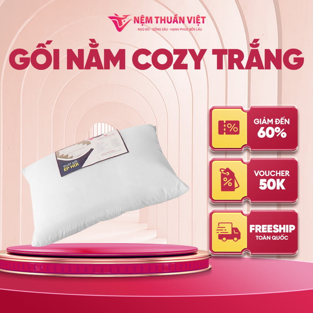 Ruột Gối Nằm Thuần Việt Cozy Cao Cấp, Êm Ái Vượt Trội, Thoáng Mát