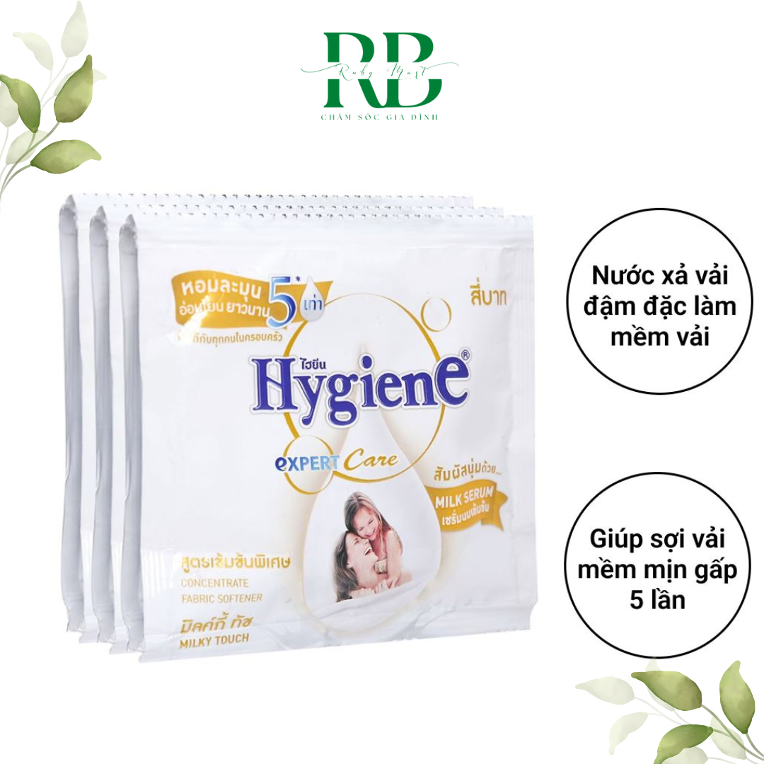 Nước Xả Vải Hygiene Trắng Đậm Đặc Milky Touch Túi 1.3 lít Dùng Cho Quần Áo Em Bé Thơm Lâu Mềm Vải Thái Lan