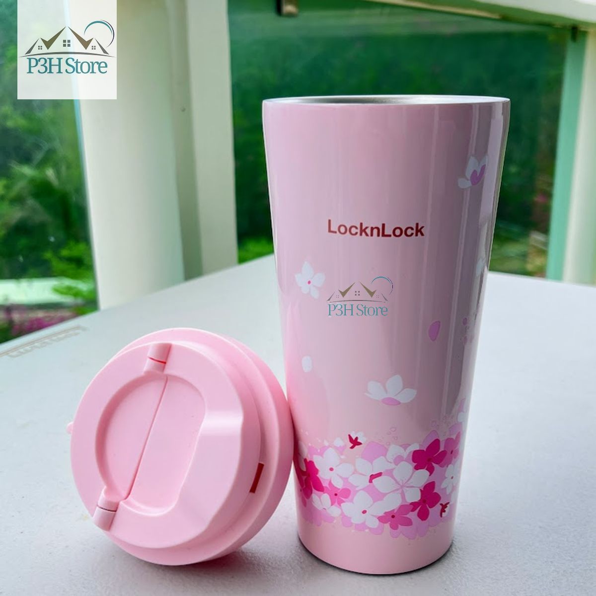 Ly Giữ Nhiệt Lock&Lock bằng thép không gỉ dung tích 550ml nhiều màu sắc Energetic One Touch Tumbler 550ml LHC3249