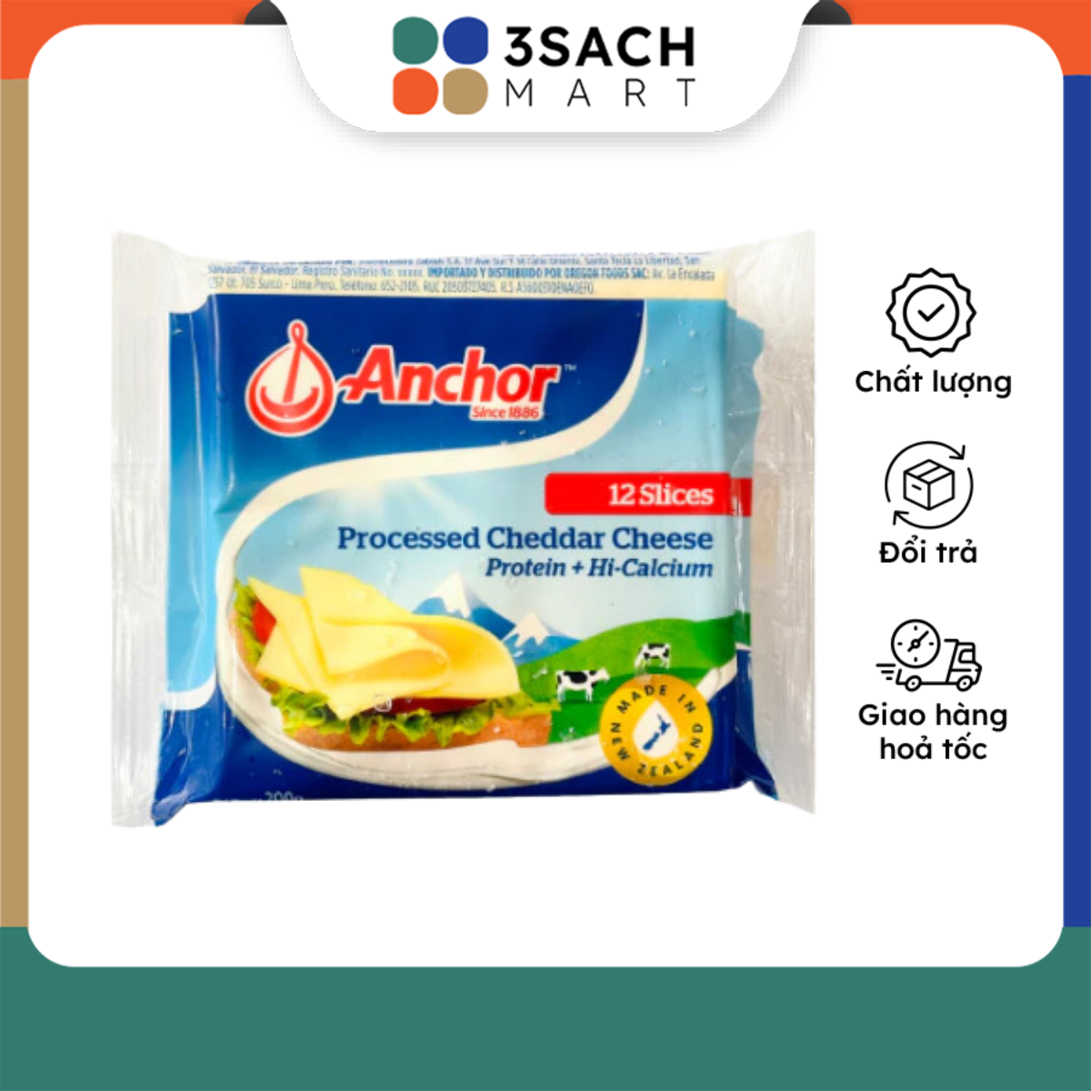 Phô Mai Lát Cheddar Anchor 200g (Gói)