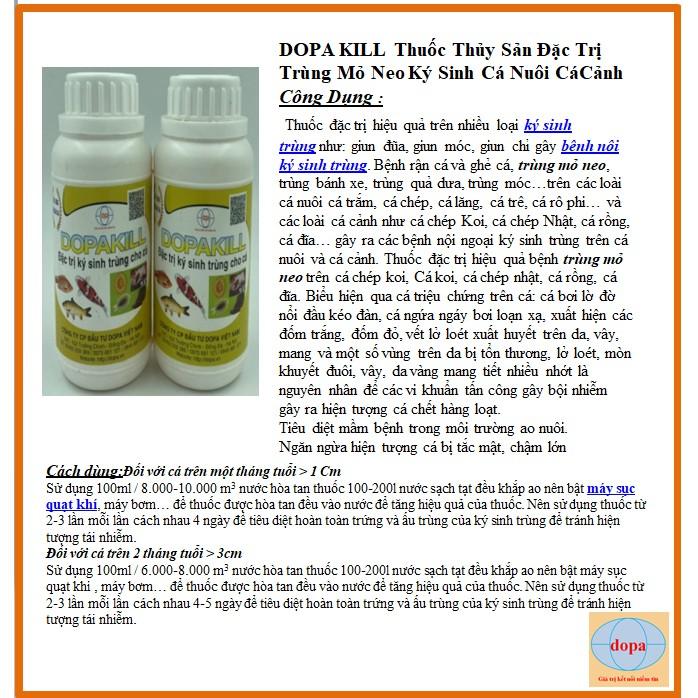 DOPA KILL Thuốc Thủy Sản Đặc Trị Trùng Mỏ Neo Ký Sinh Cá Nuôi Cá Cảnh(100 ml) DOPA.COM.VN