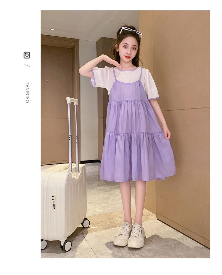 DIYIWEI Cô gái ăn mặc mùa hè 2023 phong cách phương Tây lớn bé lưới váy trẻ em mỏng giả hai váy công chúa