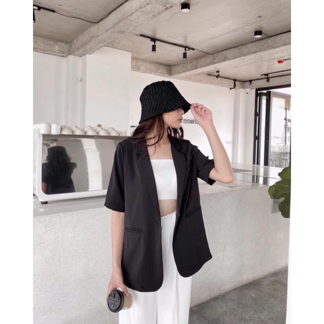 Áo khoác blazer nữ cộc tay túi ngực 70a06 by germe