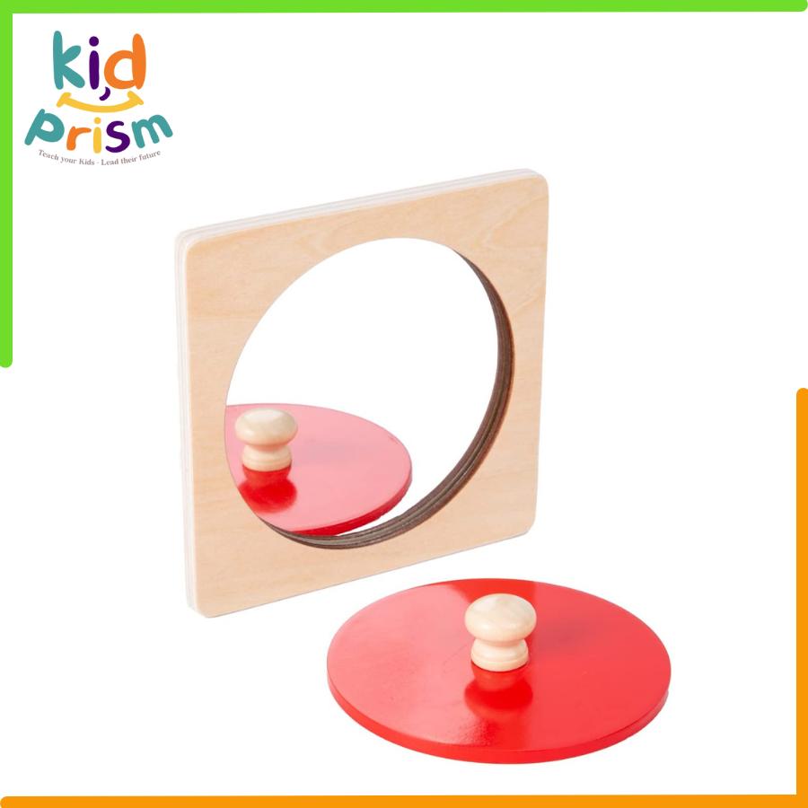 Đồ chơi giáo dục - Gương Montessori chất liệu gỗ &amp; kính an toàn dành cho trẻ từ 0-03 tháng