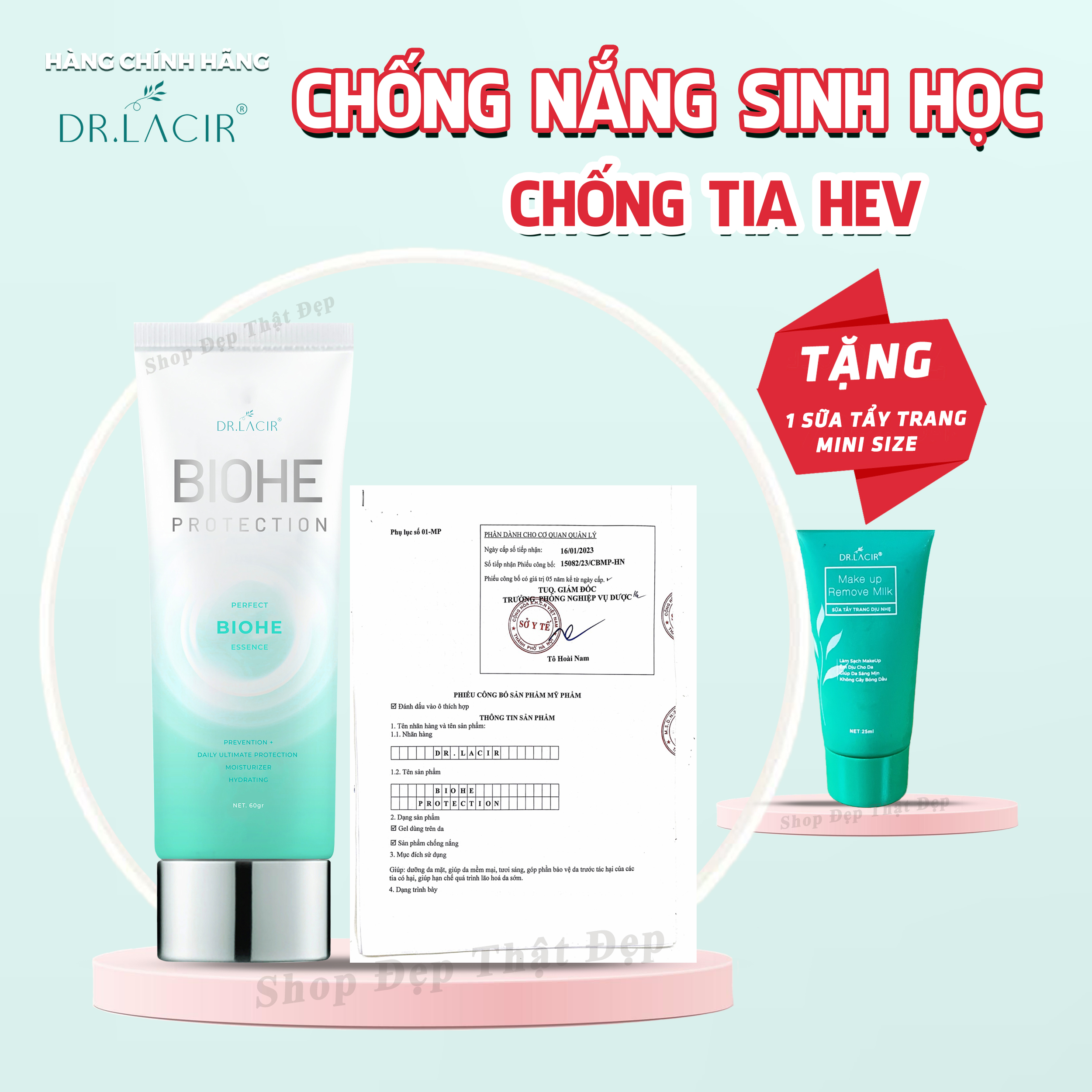 Kem Chống Nắng Dr Lacir - Chống Nắng Sinh Học Biohe Protection Bảo Vệ Làn da (Chính Hãng Dr.Lacir)