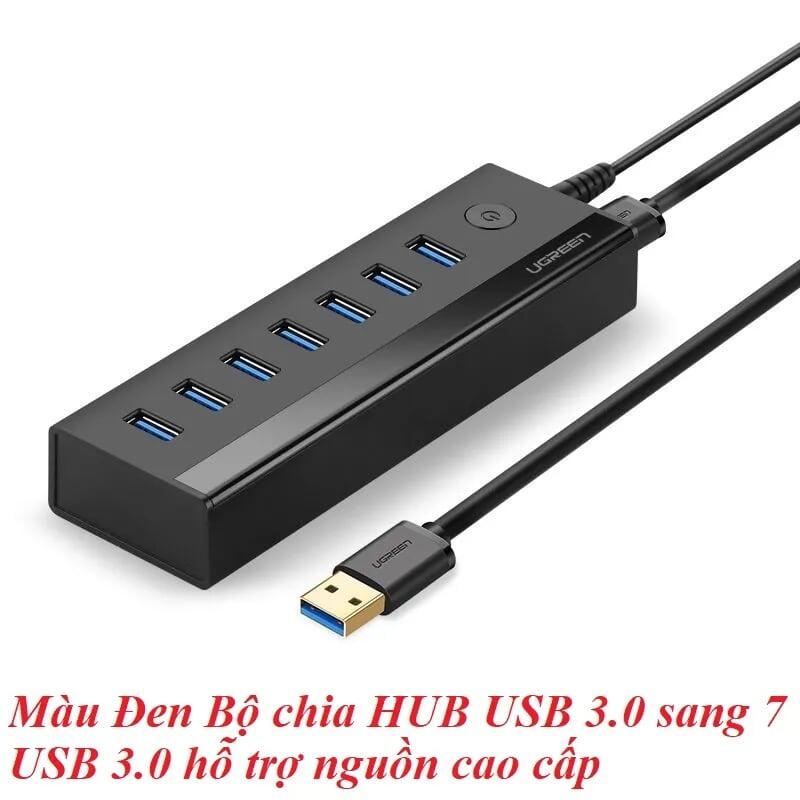 Ugreen UG40522US219TK Màu Đen Bộ chia HUB USB 3.0 sang 7 USB 3.0 hỗ trợ nguồn cao cấp - HÀNG CHÍNH HÃNG