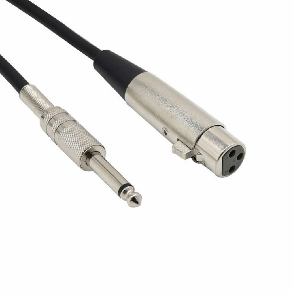 Stereo Microphone Cable XLR 3-Pin Plug to 1/4'' 6.35mm Female Mono Jack 1.5m