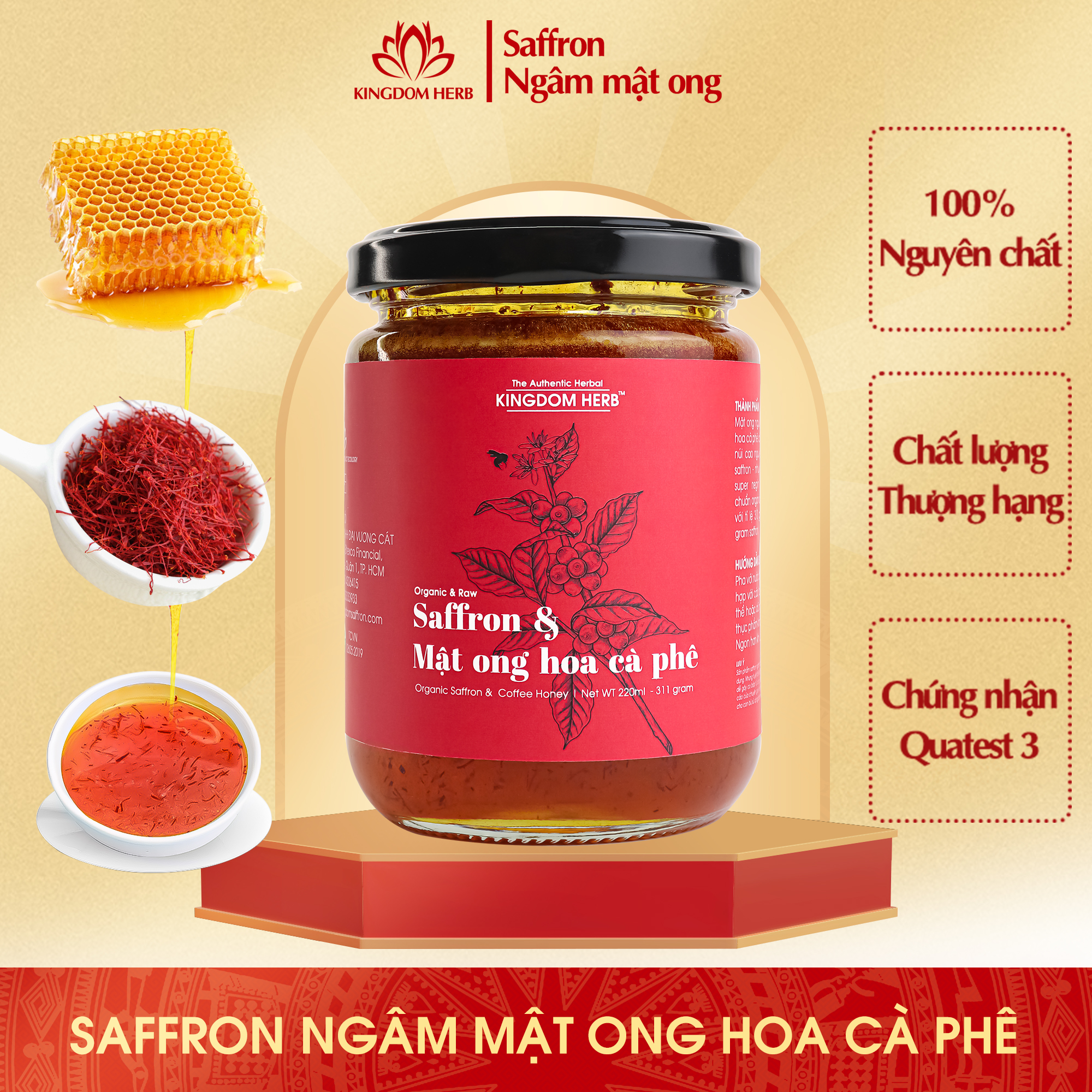 Saffron ngâm mật ong Kingdom Herb chính hãng thượng hạng hộp 311g