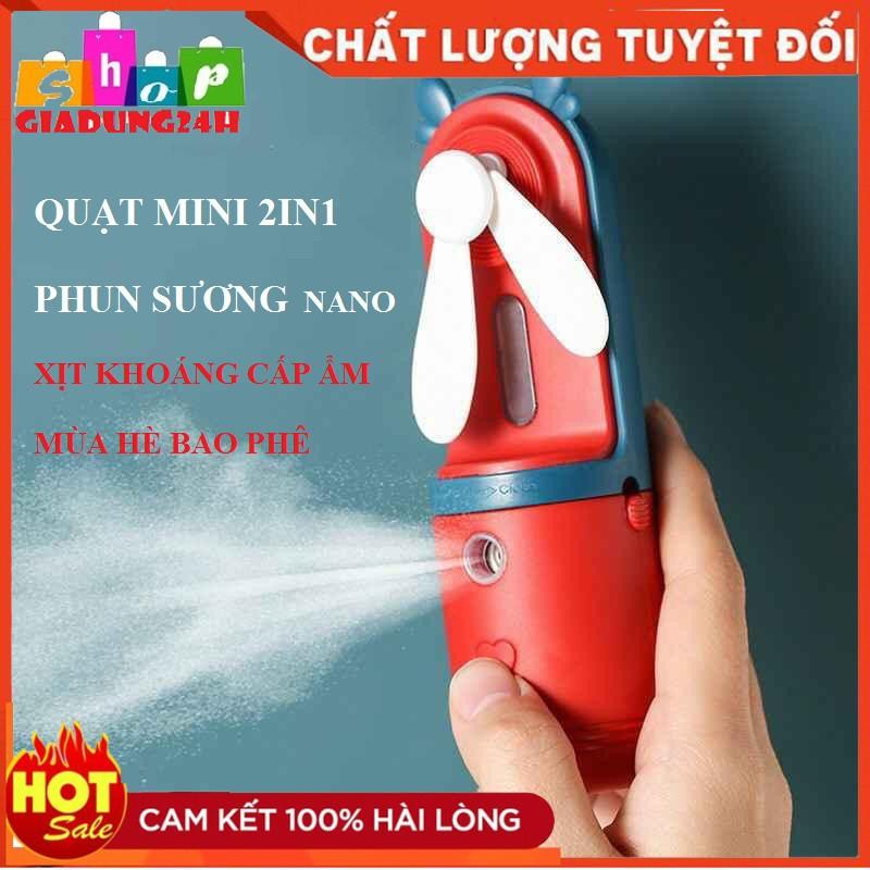 Quạt Mini Phun Sương Nano Tạo Độ Ẩm-Quạt Mini Cầm Tay Xịt Khoáng Màu Sắc Siêu Xinh-
