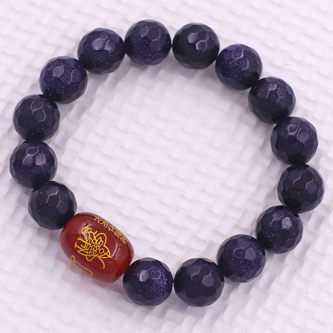 Vòng chuỗi đeo tay đá lam sa cắt giác 10 ly charm hạt giải thái tuế phù, vòng chuỗi phong thủy, giải năm hạn thái tuế