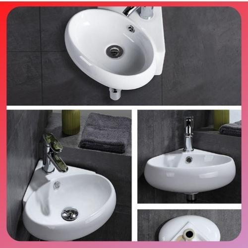 Chậu rửa mặt lavabo treo tường C307( Chậu góc tiết kiệm không gian, dùng cho phòng vệ sinh nhỏ, hẹp)