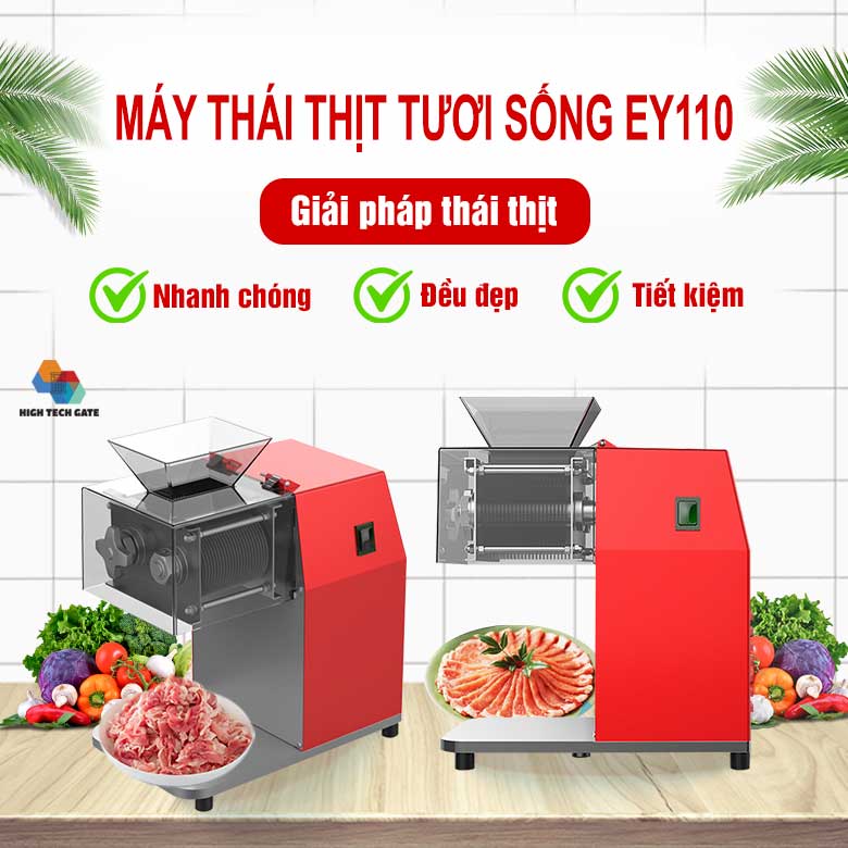 Máy thái thịt tươi sống Inox EY110 công suất 1100W, bộ dao tháo rời, trực tiếp kiểm soát đơn giản, thịt phở bò, nướng, bún chả, thực phẩm