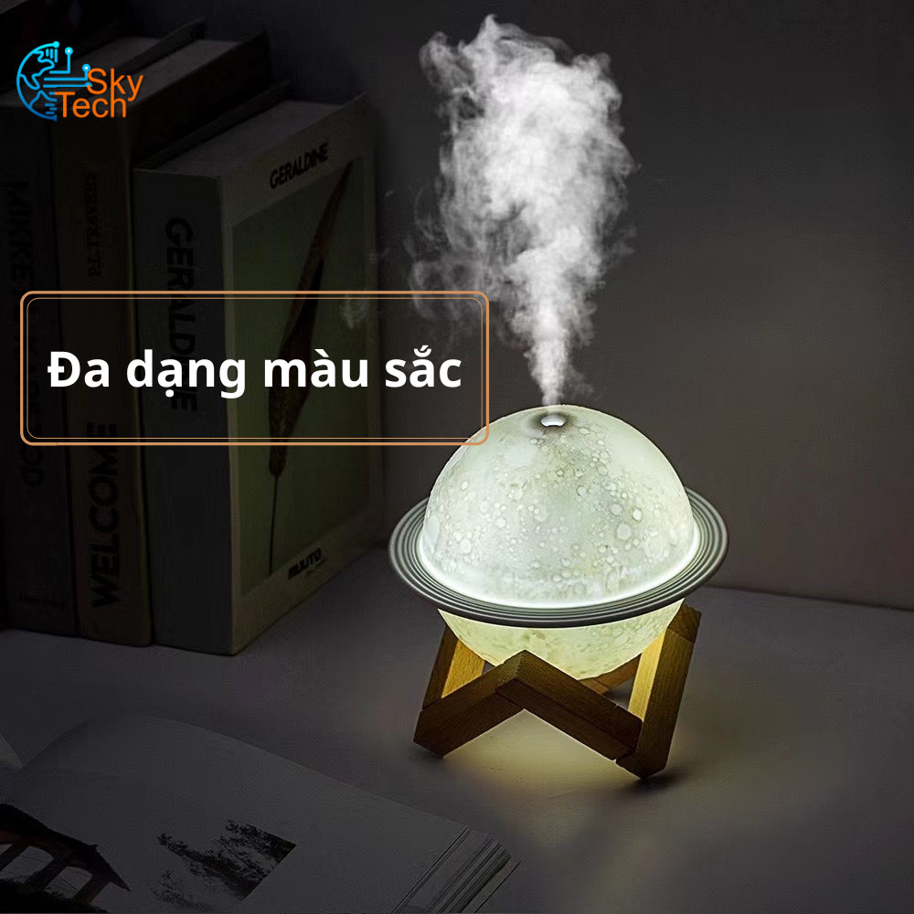 Máy phun sương tạo độ ẩm cho da, hình hành tinh_ decor đèn ngủ gia đình ấm áp, tiện lợi