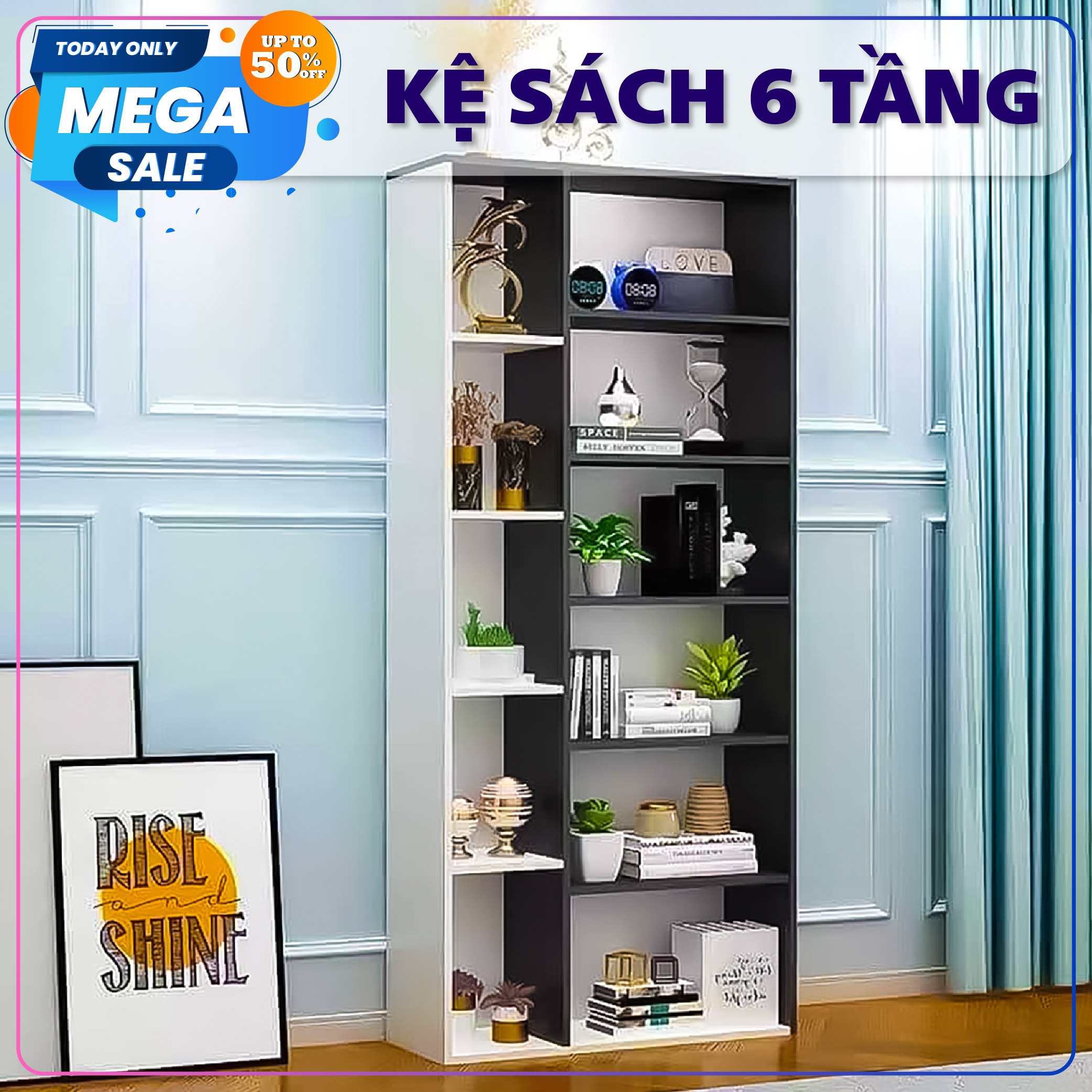 Kệ Sách 5 Tầng Bằng Gỗ Đa Năng