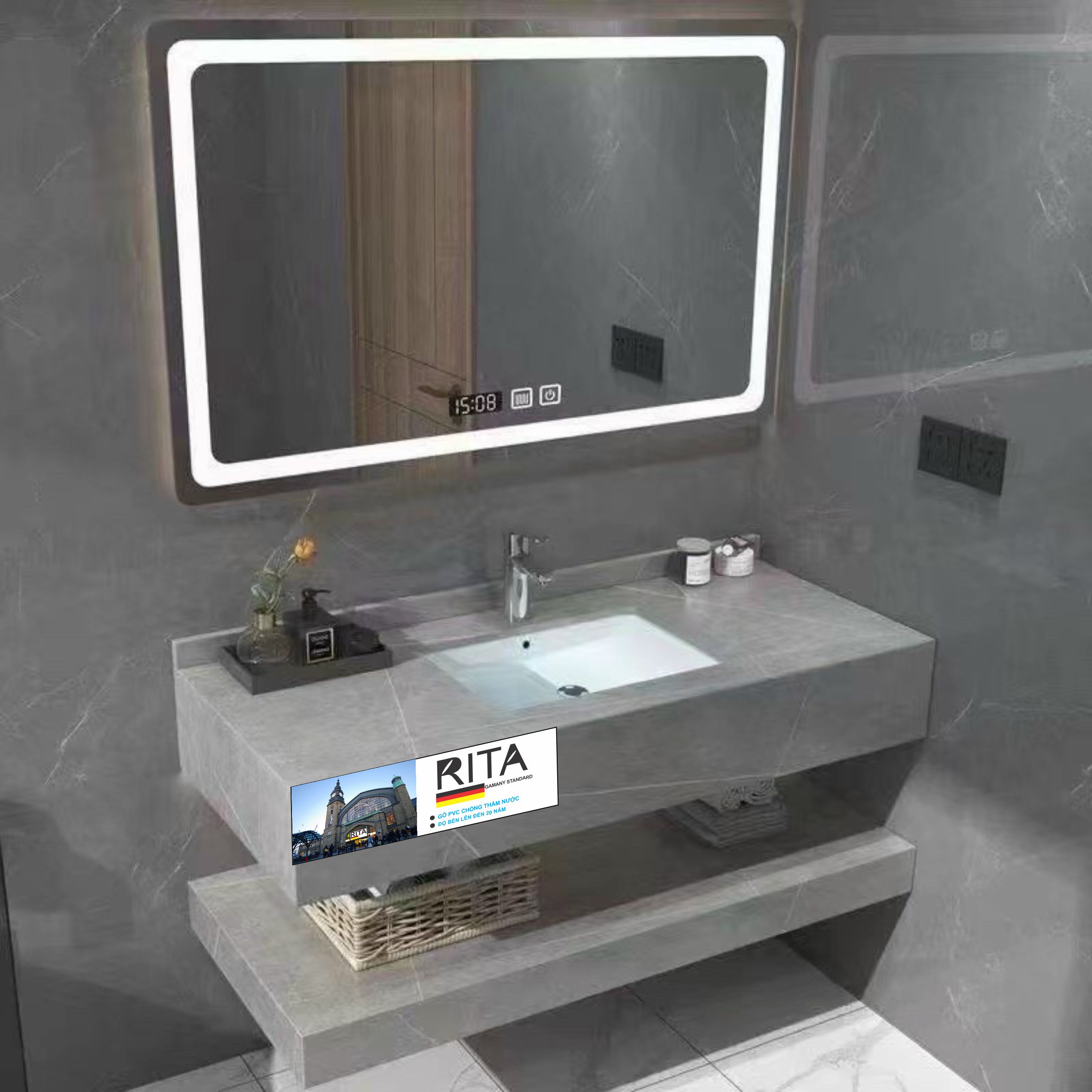 TỦ LAVABO BẰNG ĐÁ CHỐNG TRẦY XƯỚC VÀ THẤM NƯỚC