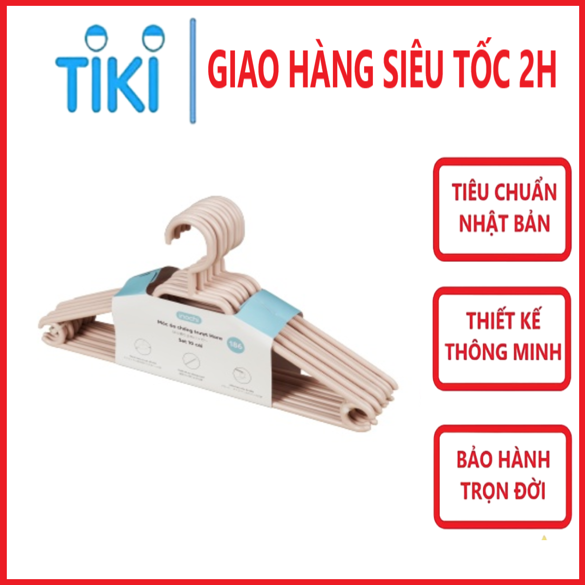Set 10c móc áo chống trượt Hara 186 hàng cao cấp - giao màu ngẫu nhiên