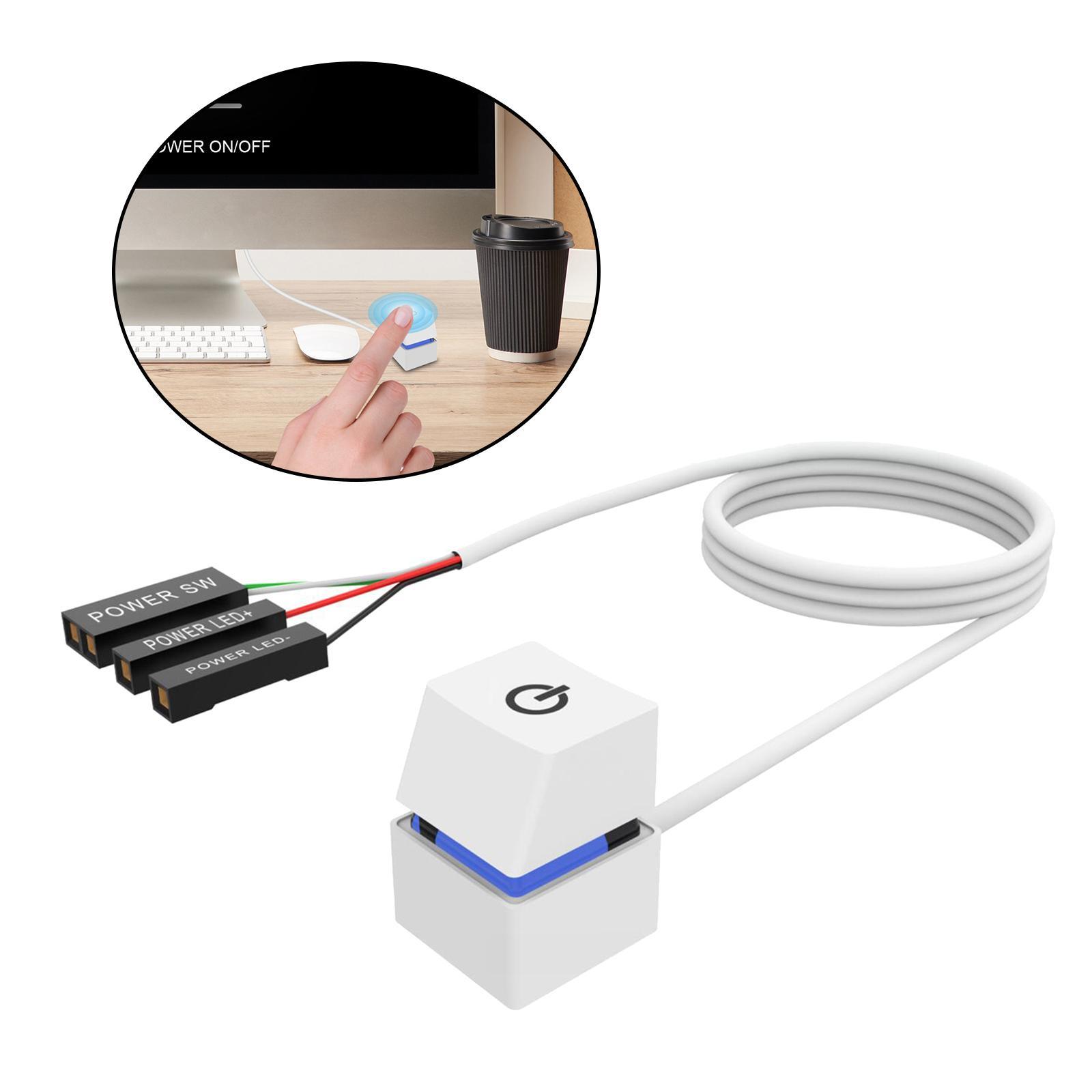 Power on Off Button with 6.56ft Extension Cable Desktop Switch for Internet Café