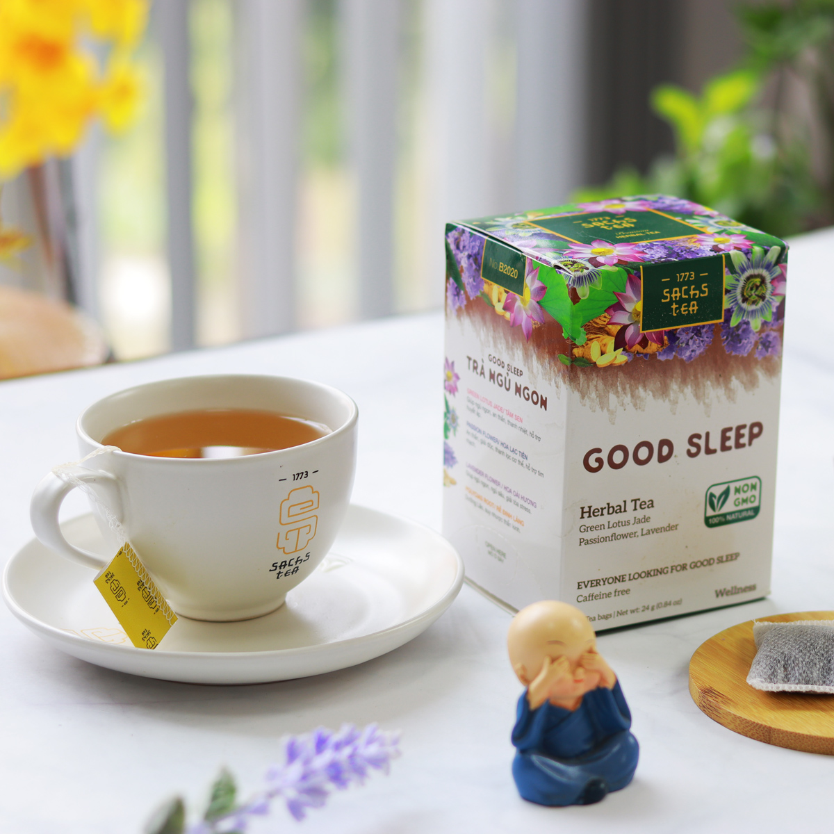 Trà ngủ ngon GoodSleep SACHS TEA 1773 giúp dễ ngủ, an thần, giảm stress, tốt cho tim mạch thành phần thảo mộc tự nhiên 16 túi/hộp