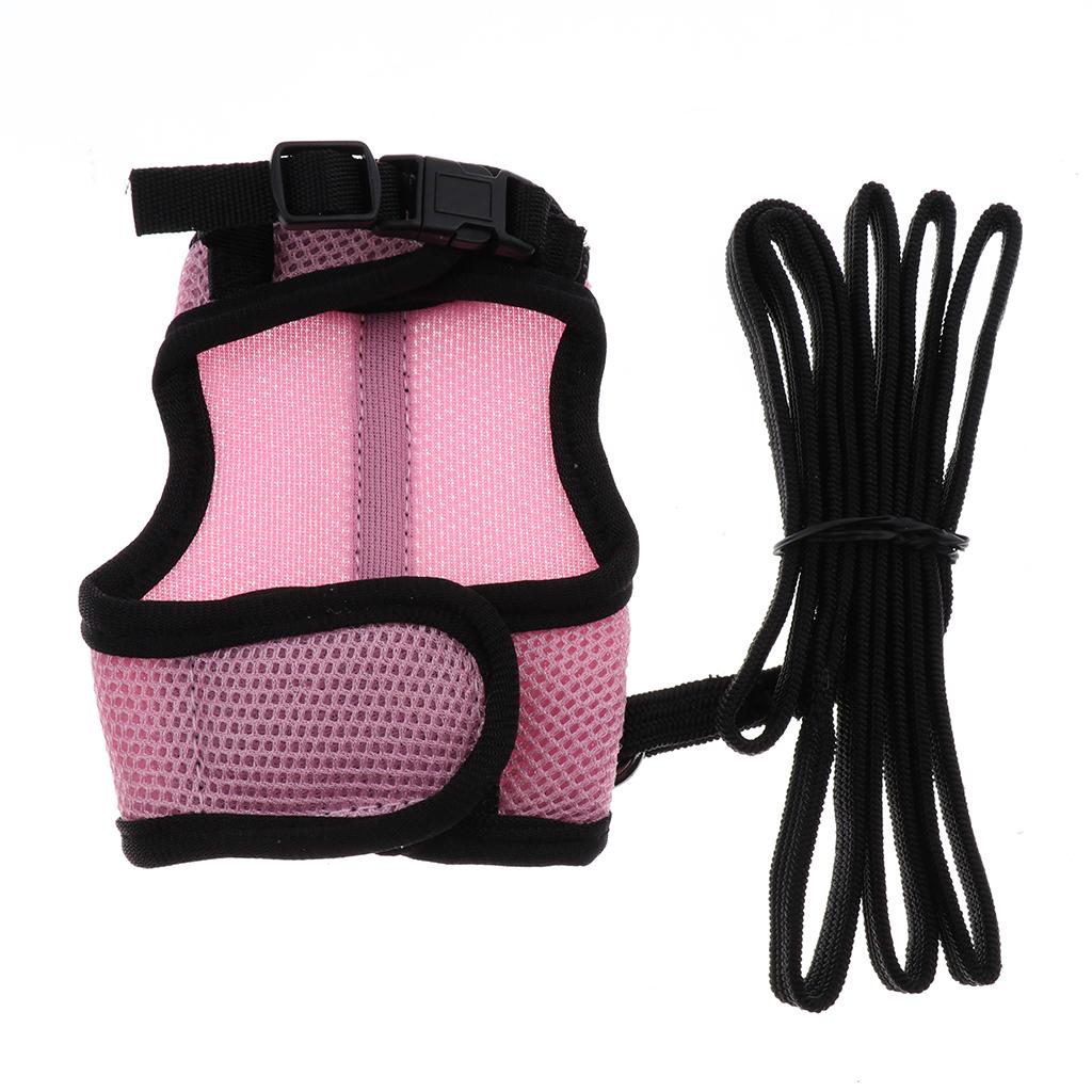 2x Hamster Rabbit Guinea Pig Rat Ferret Breathable Mesh Harness Leash Pink S