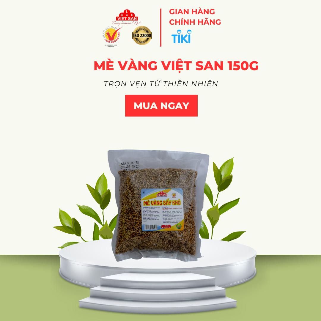 Hạt Mè Vàng Nguyên Vỏ Thơm Ngon Việt San (Gói 150g)
