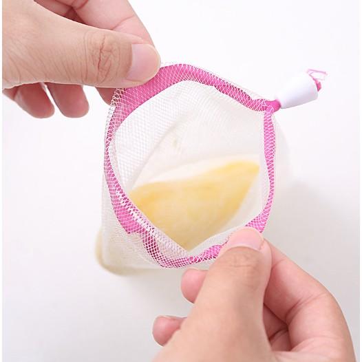 Túi lưới dây rút đựng bánh xà phòng tạo bọt tiện lợi