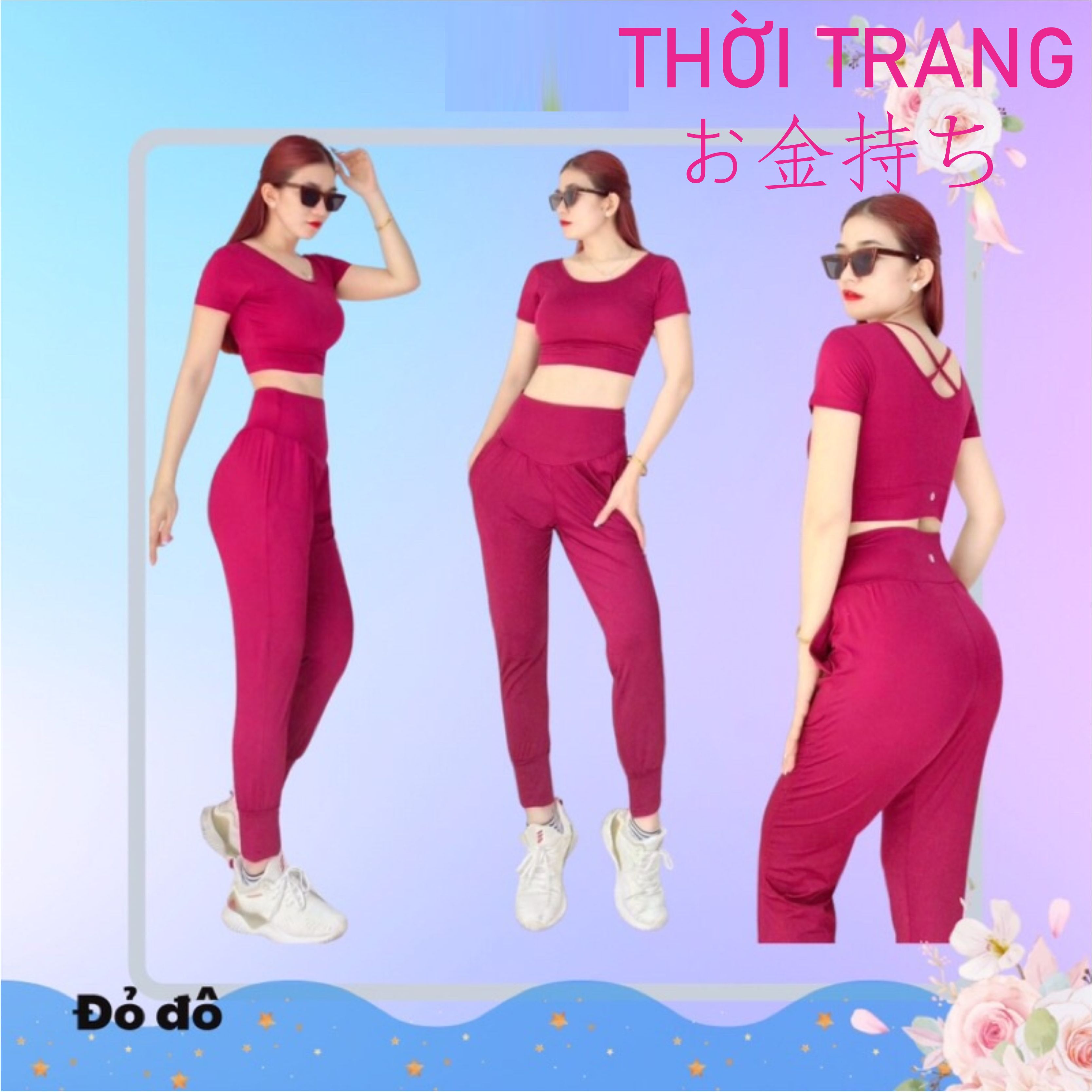 Set bộ thể thảo alibaba tập gym yoga với thiết kế vô cùng năng động,  cùng áo croptop rút eo cá tính