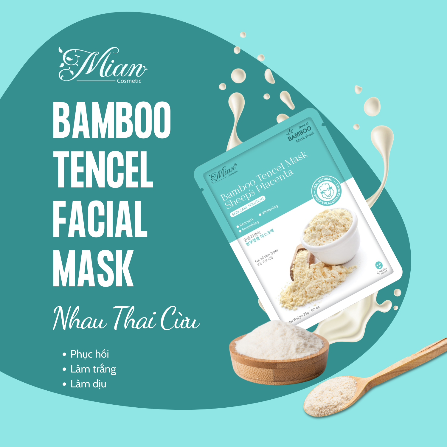 Mặt Nạ Dưỡng Da Mian Bamboo Tencel Mask Chiết Xuất Nhau Thai Cừu 21g