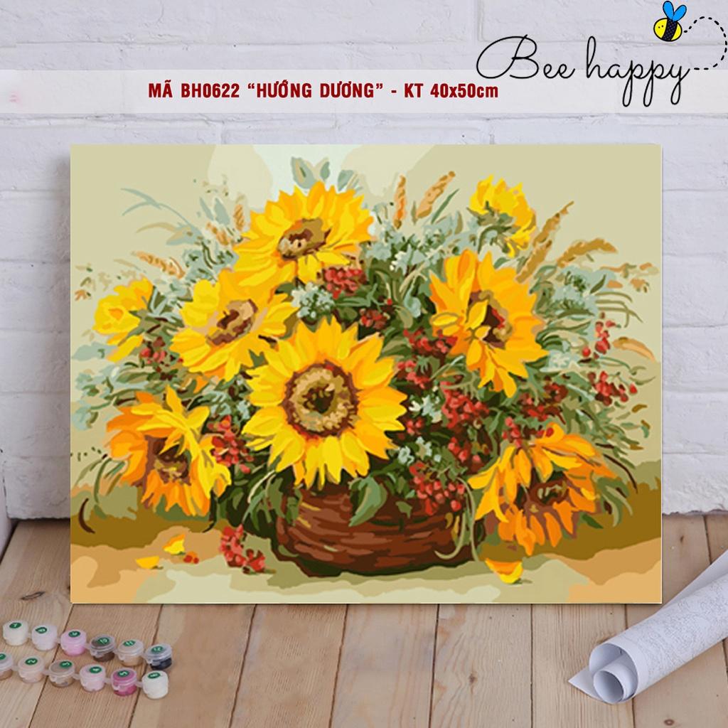 Tranh tự tô màu sơn dầu số hóa hoa BEE HAPPY - Mã BH0622 Hoa hướng dương