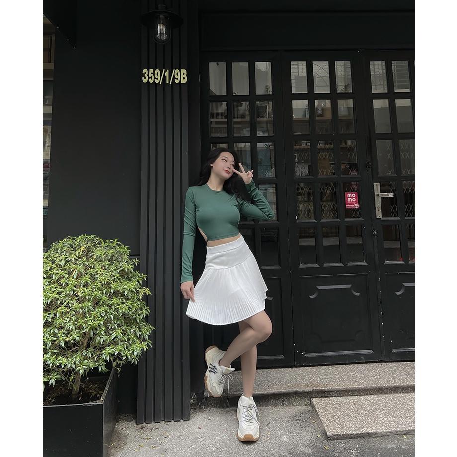 BBSTORE'S Áo Thun Tay Dài Hở Lưng -A1045