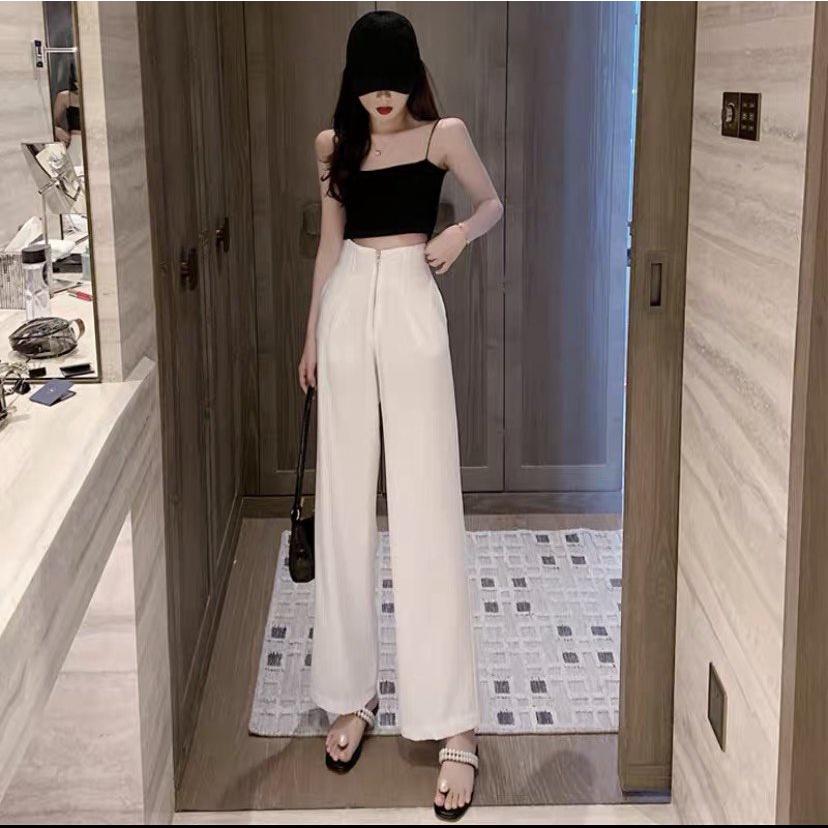 Quần ống rộng, quần suông khoá trước 2 màu tôn dáng kéo dài chân D'Lily Store