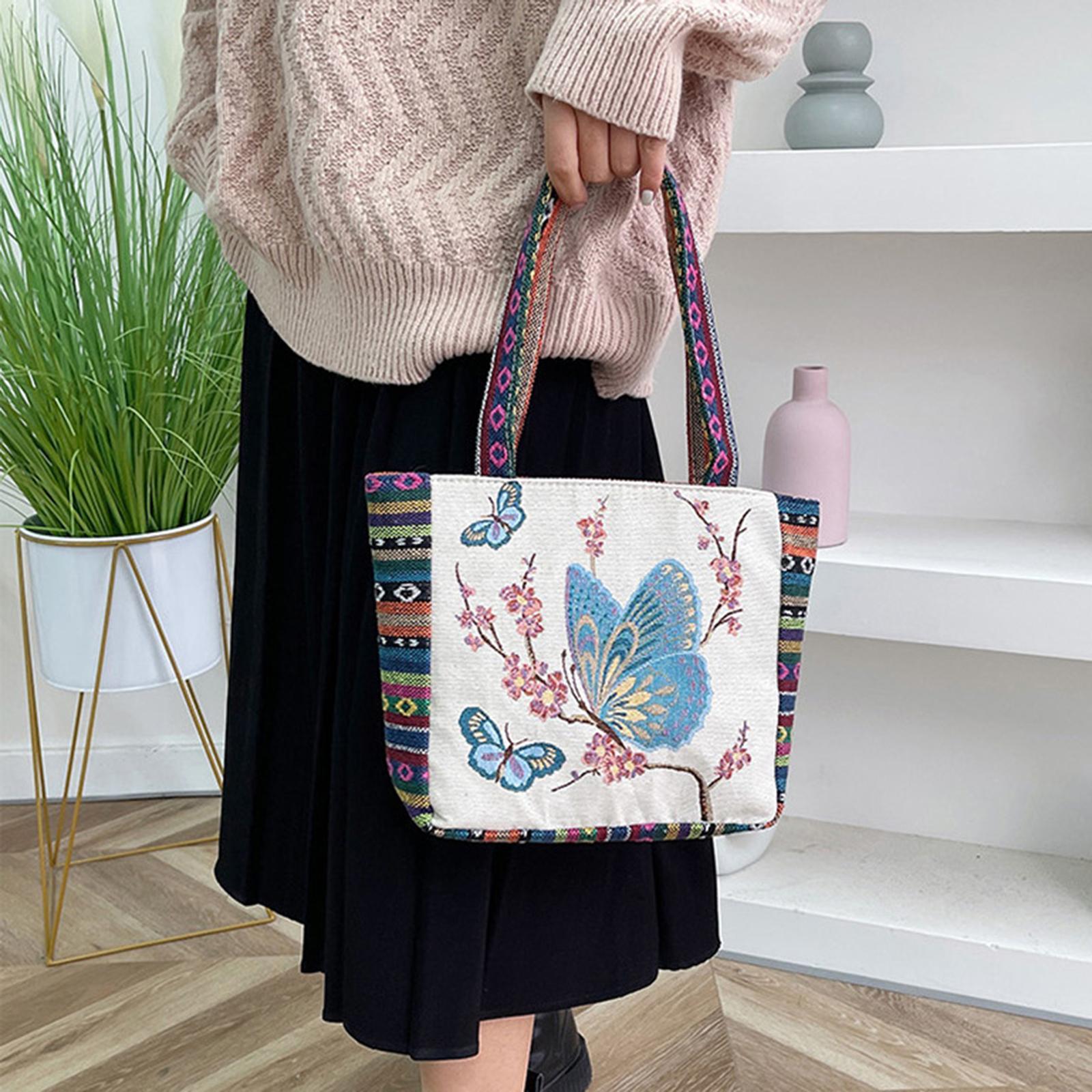 Womens Embroidery Shoulder Bag Fashion Lady Casual Travel Bag Pouch for Work Party