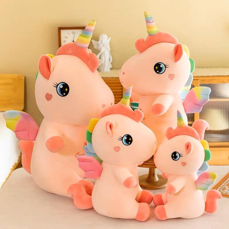 Gấu Bông - Thú Nhồi Bông Kì Lân (Unicorn) Hồng Có Cánh Mềm Mịn Kích Thước 35cm - Panda Store