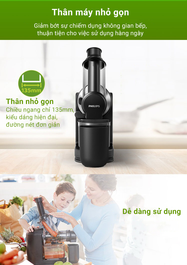 Máy ép chậm Philips đa năng ép trái cây gia đình 150W HR1889 - Hàng nhập khẩu