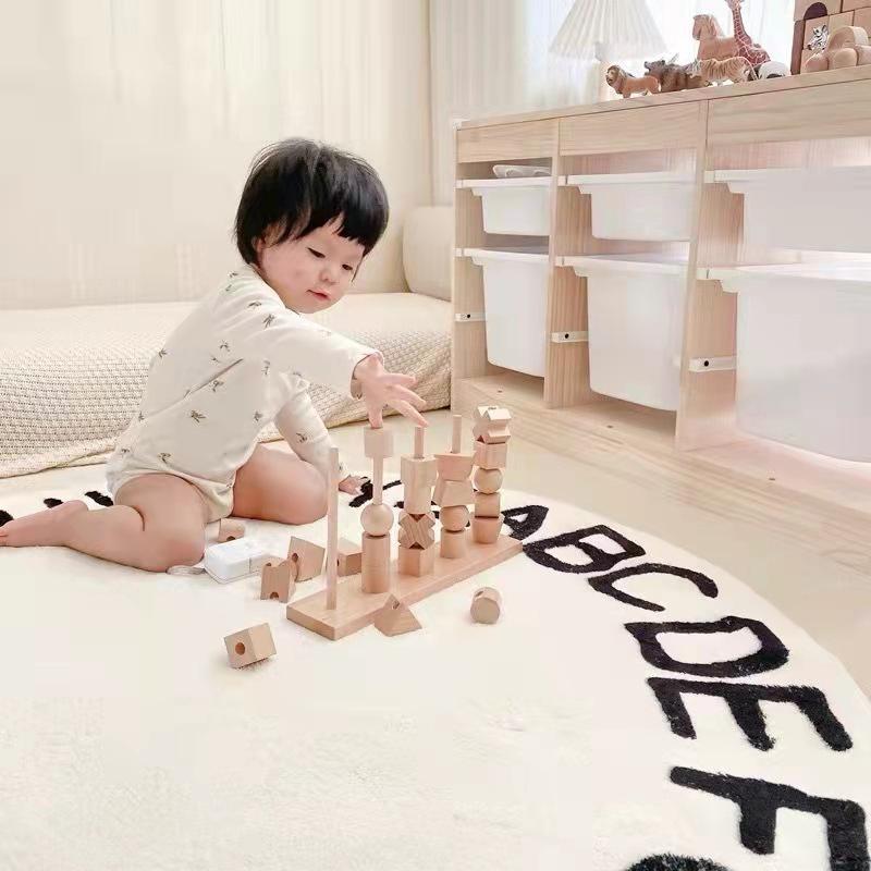 Thảm Tròn Trải Sàn 26 Chữ Cái Phong Cách Bắc Âu Cho Phòng Khách/Phòng Ngủ/Phòng Ngủ
