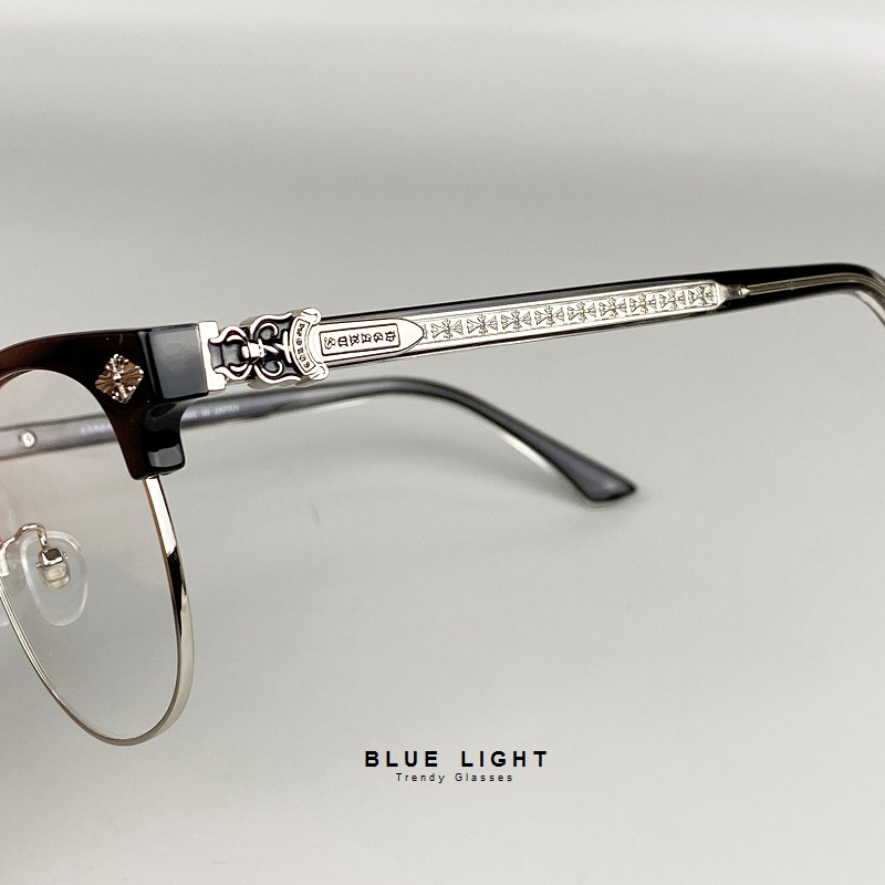 Kính Giả Cận, Gọng Kính Cận Chrome Heart Cao Cấp Dáng Tròn Chống Ánh Sáng Xanh - BLUE LIGHT