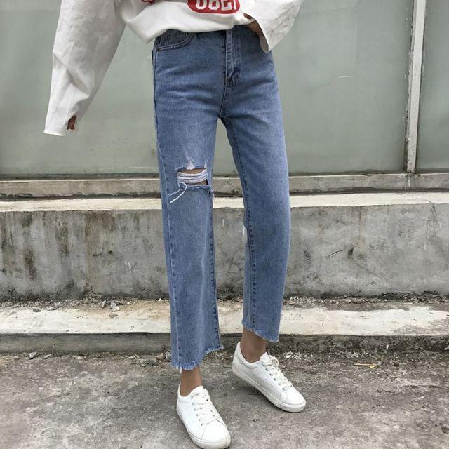 (Có sẵn) Quần baggy jeans rách ulzzang