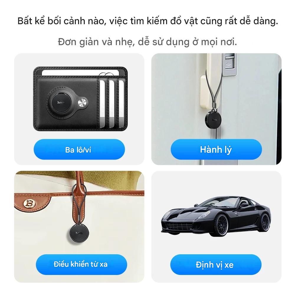 Thiết bị định vị thông minh không dây HOCO E96A Busca dành cho Android Hỗ trợ Google Find My Network chống thất lạc chìa khóa, ví tiền, xe, hành lý - Hàng chính hãng