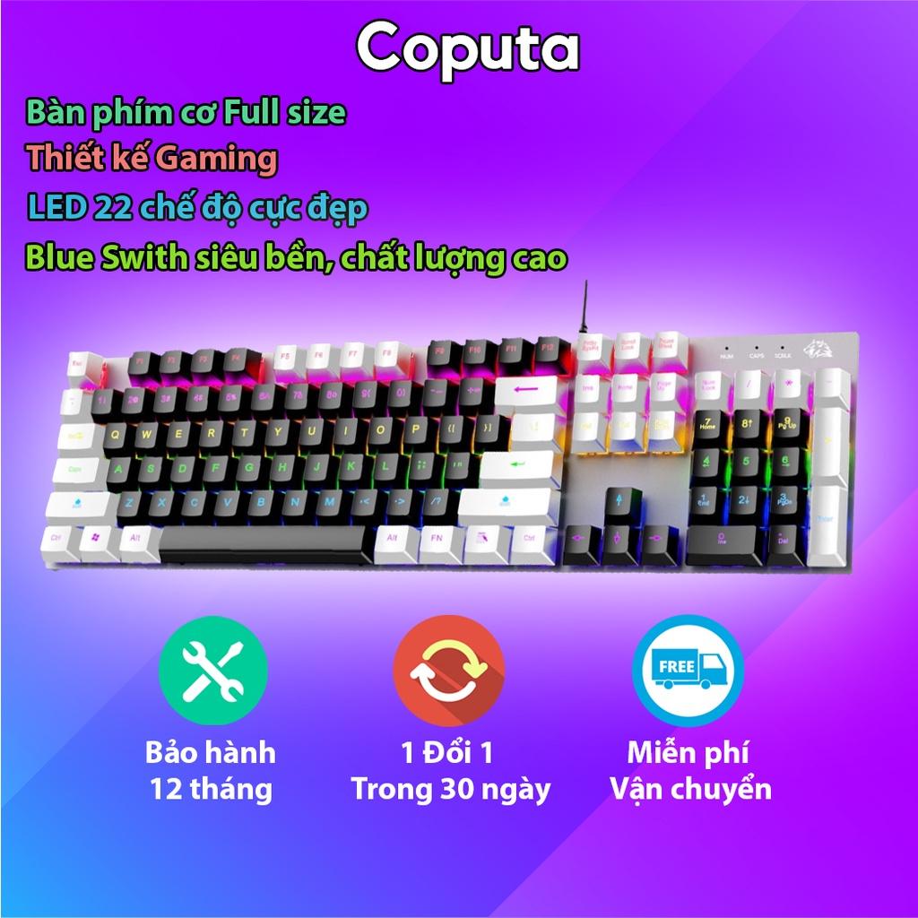 Bàn phím cơ Coputa bàn phím máy tính laptop Gaming có dây Full LED K1