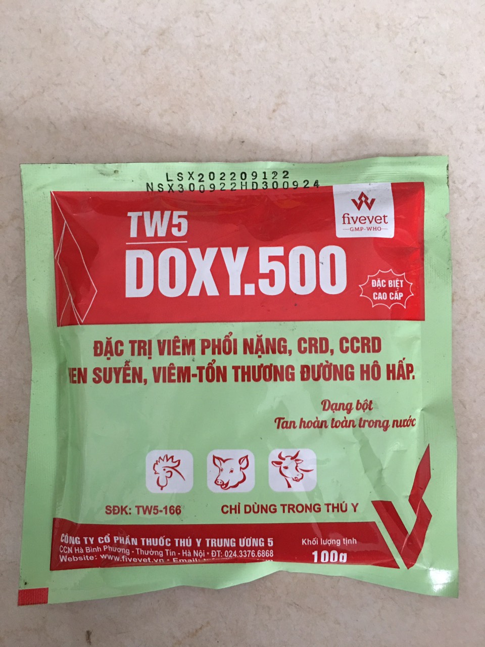 Doxy 500/ Doxy 500/ Doxy 50% (100g-TW5) dùng cho chó, mèo, gia súc, gia cầm