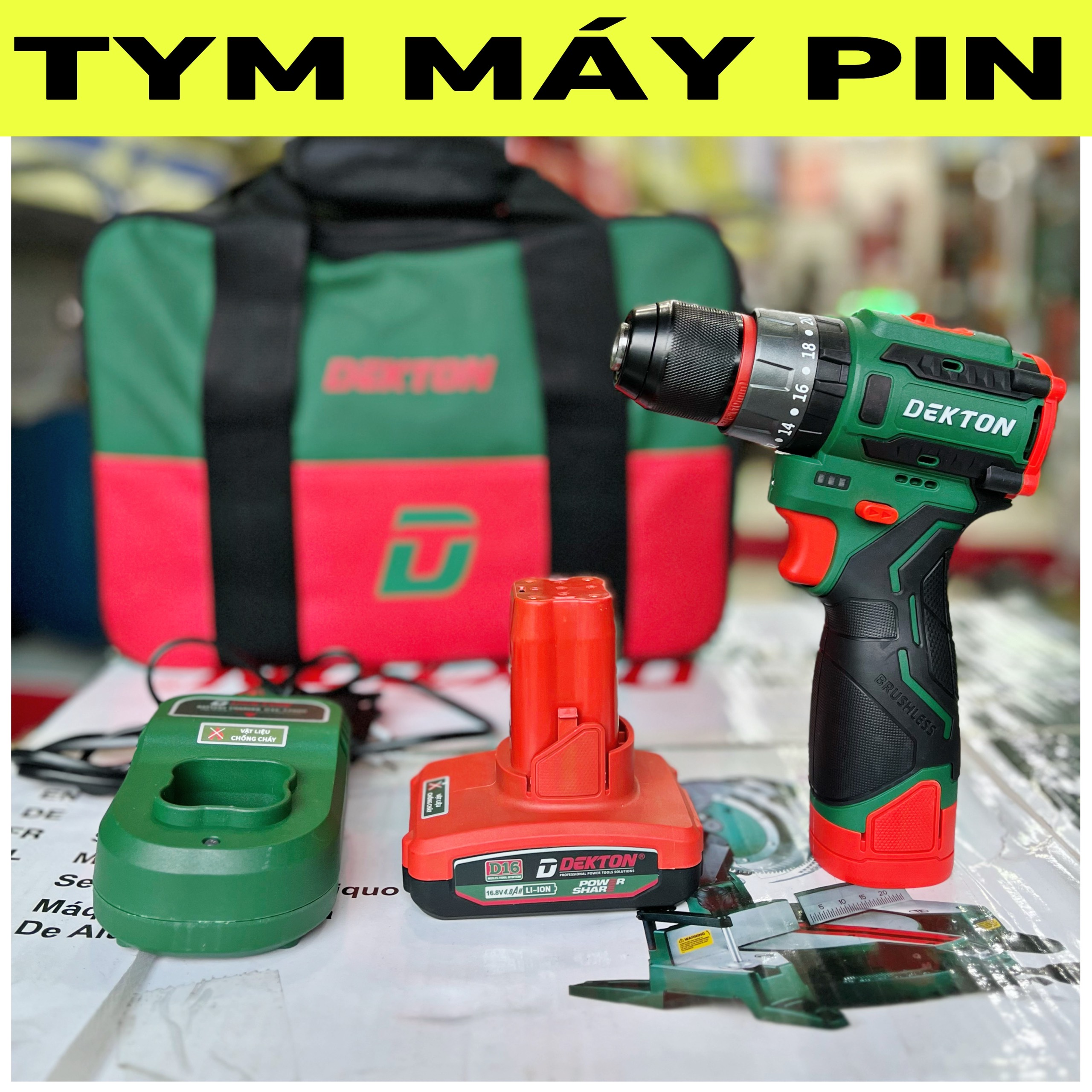 Bộ máy khoan pin 3 chức năng pin 16.8V Dekton D16-KB1055Pro Tym Máy Pin